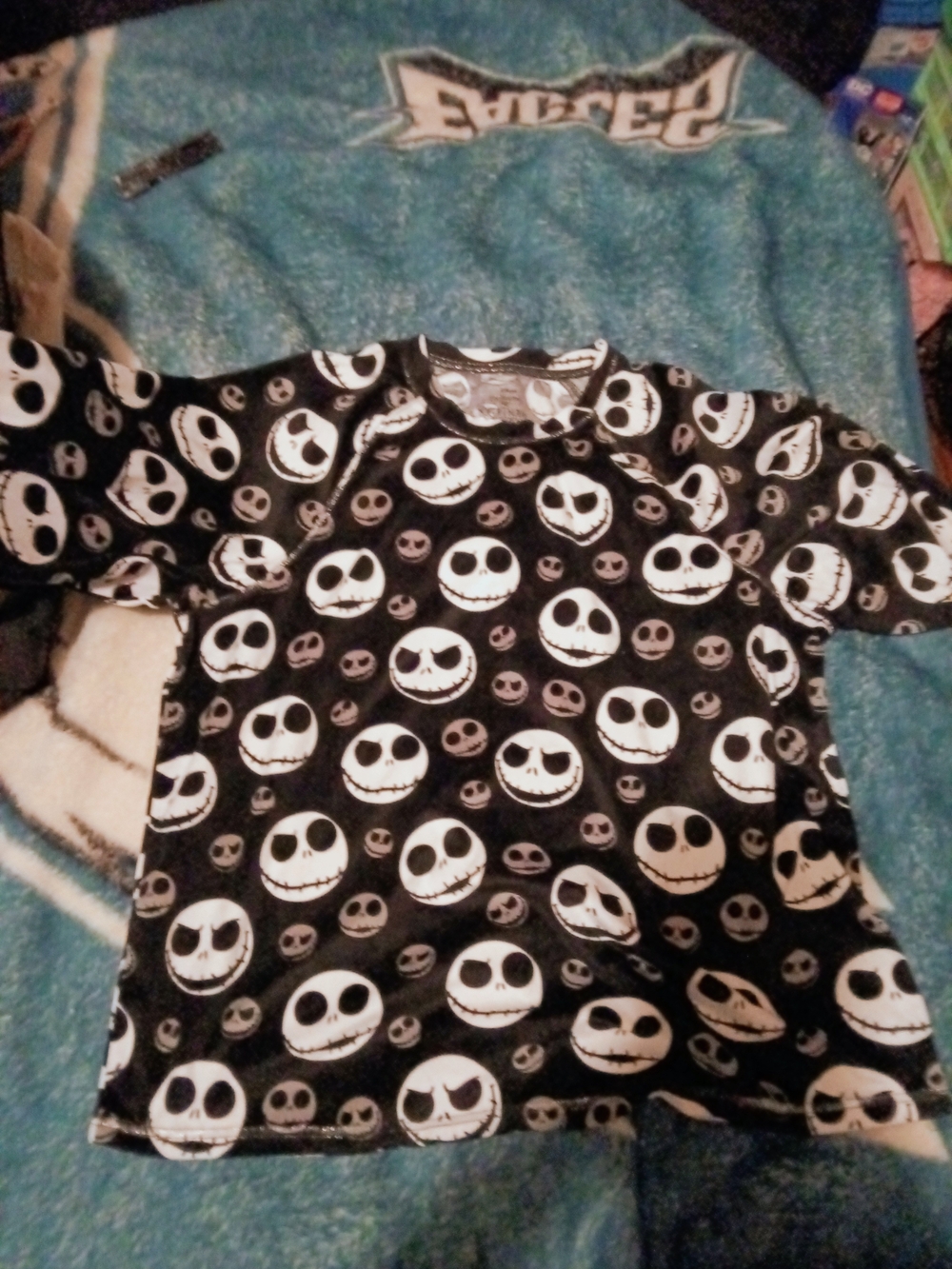 Kids Black Skull Face Print Long-Sleeve Top